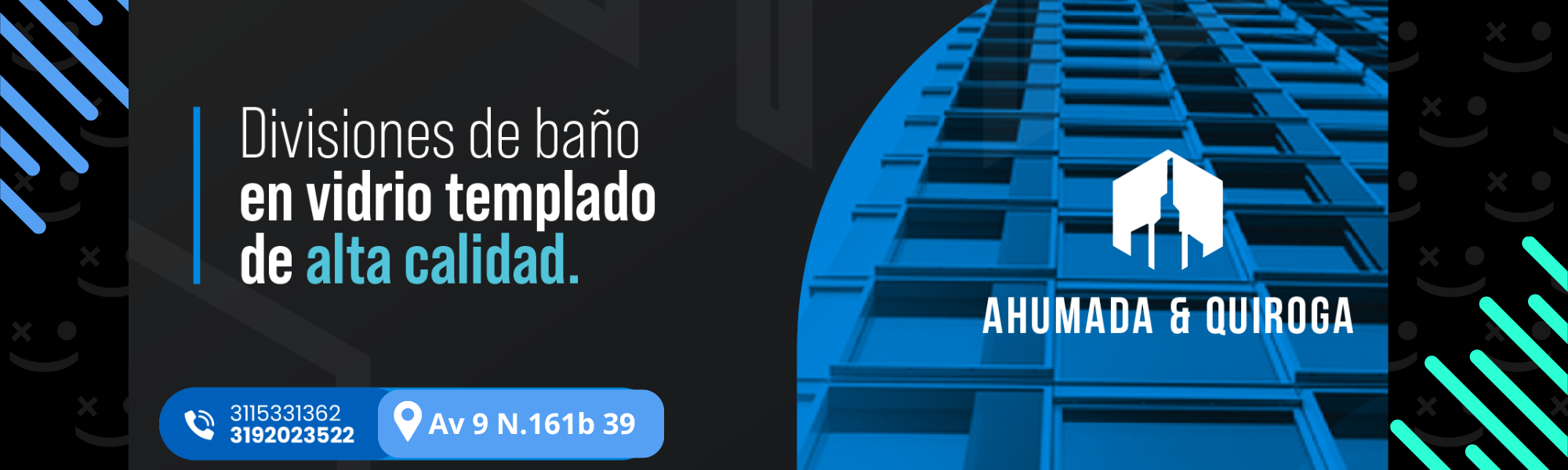 Banner para Linkedin desarrollador web moderno azul verde